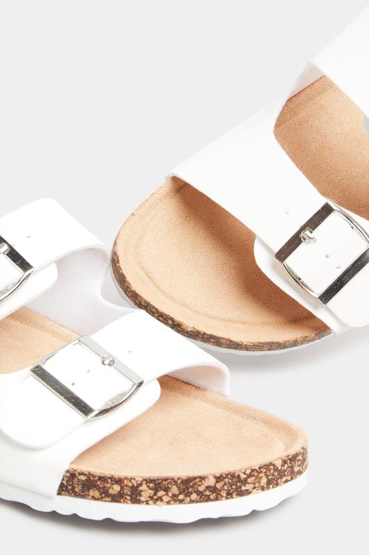 LTS White Buckle Strap Footbed Sandals In Standard Fit | Long Tall Sally  5