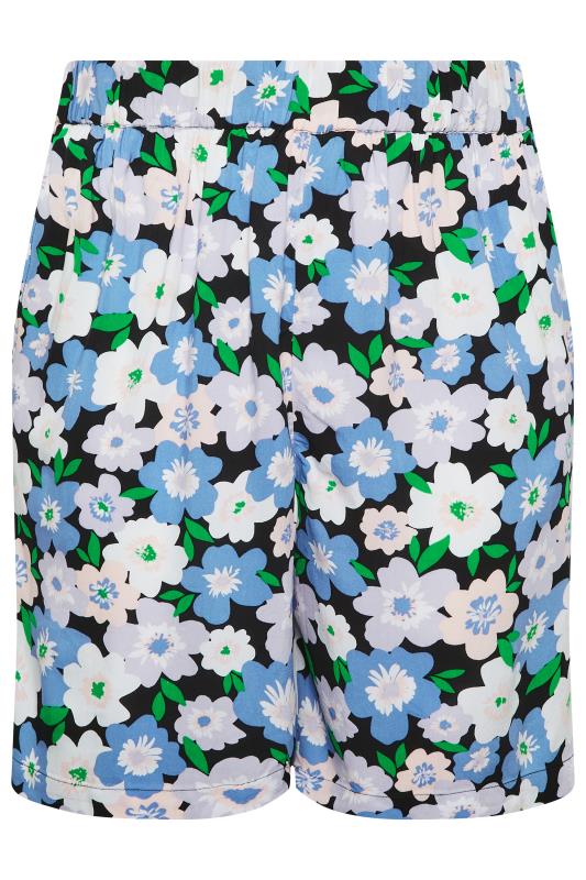 YOURS Curve Plus Size Blue Floral Woven Shorts | Yours Clothing  5