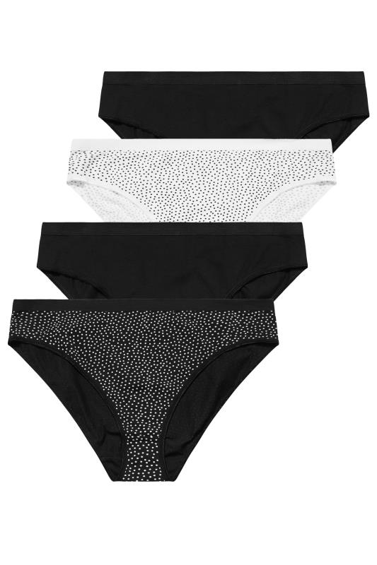 YOURS 4 PACK Plus Size Black Spot Print Cotton Stretch High Leg Briefs | Yours Clothing 3
