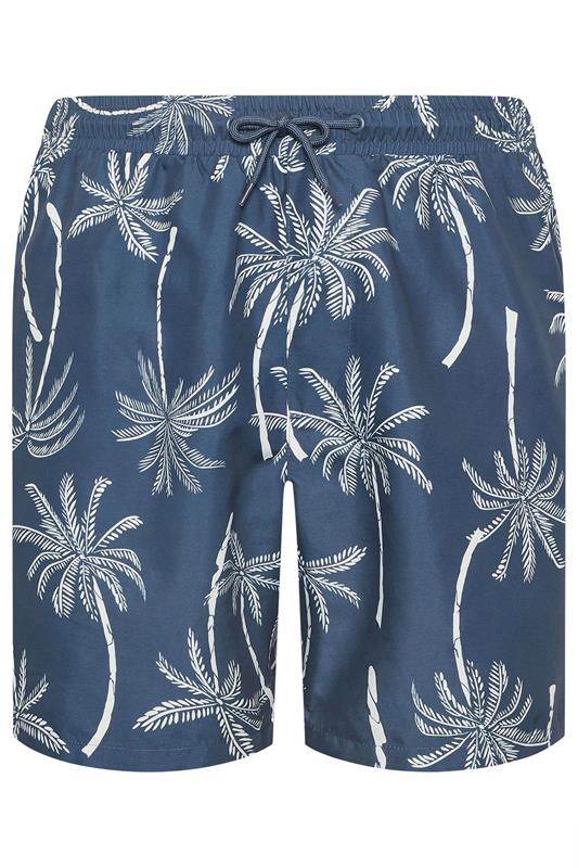 BadRhino Big & Tall Navy Blue Palm Tree Swim Shorts | BadRhino 7