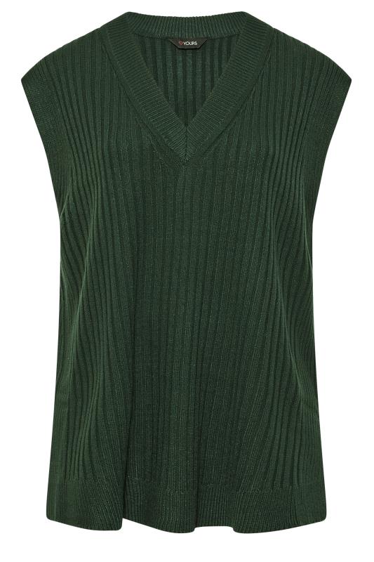 Plus Size Green Ribbed V-Neck Knitted Vest Top | Yours Clothing 6
