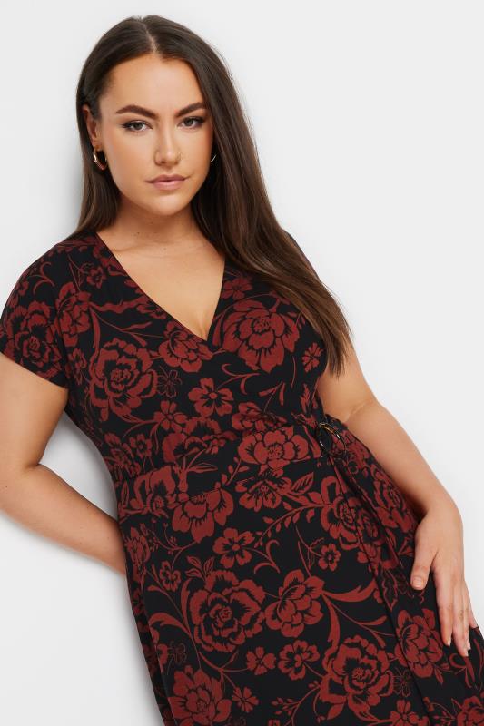 YOURS Plus Size Red Floral Print Wrap Dress | Yours Clothing 4