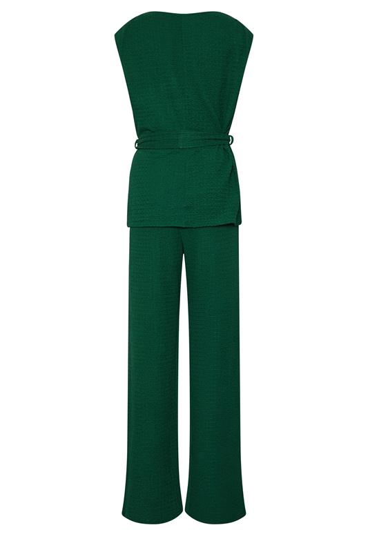 LTS Tall Women's Set Forest Green Textured Belted Top & Wide Leg Trousers | Long Tall Sally 6