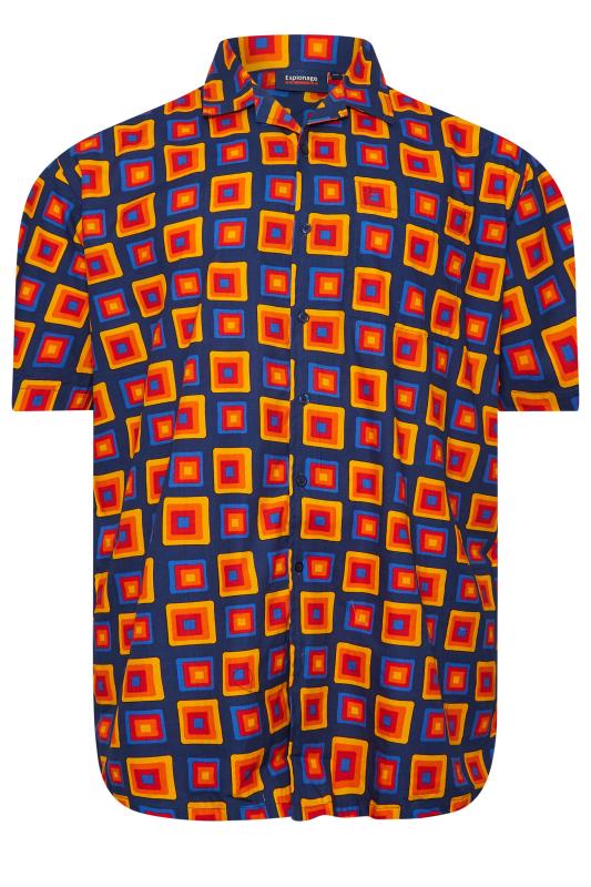 ESPIONAGE Big & Tall Orange Geometric Print Shirt | BadRhino 3