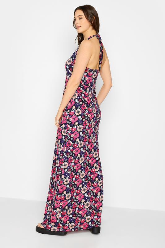 LTS Tall Womens Pink Floral Halter Neck Split Maxi Dress | Long Tall Sally  3