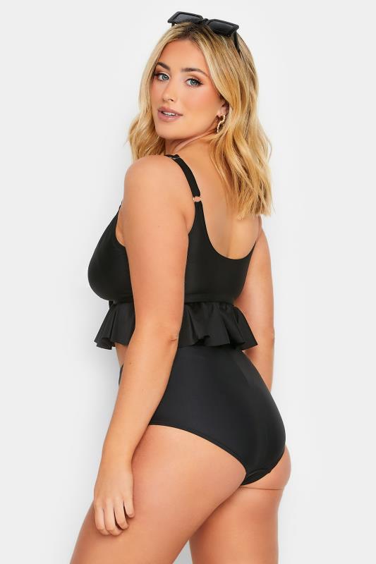 YOURS Curve Plus Size Black Front Knot Bikini Top | Yours Clothing  3