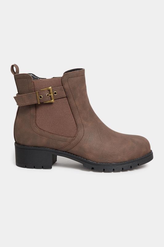 Brown Buckle Ankle Boots In Extra Wide EEE Fit 3