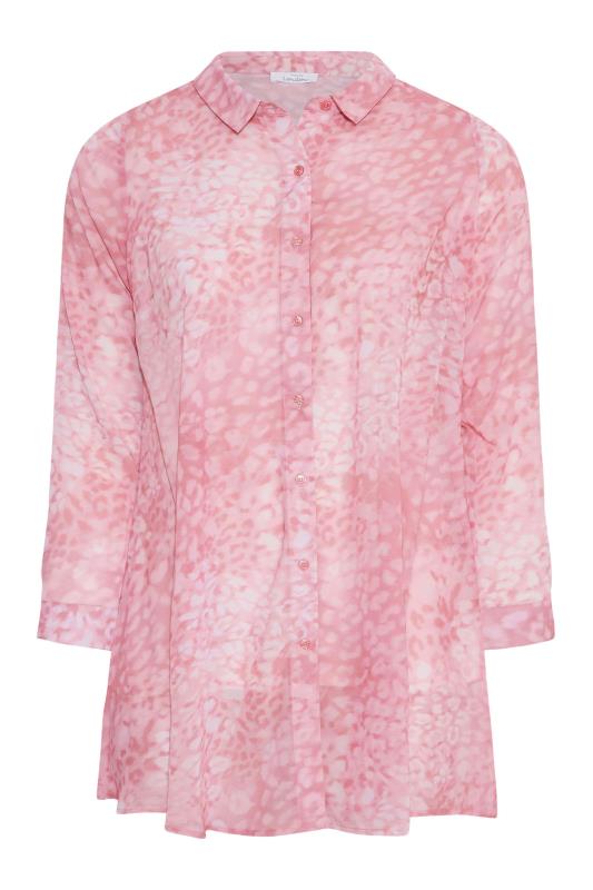 YOURS LONDON Plus Size Pink Leopard Print Chiffon Shirt | Yours Clothing  6