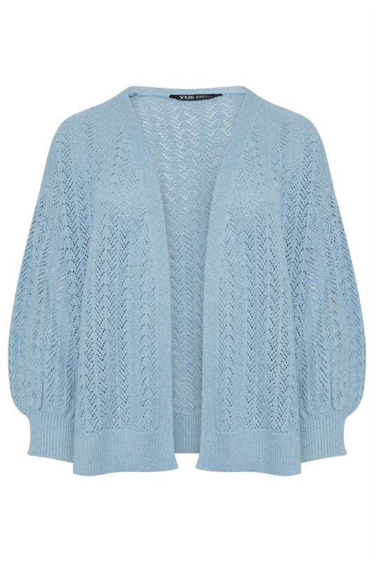 YOURS Plus Size Blue Pointelle Cardigan | Yours Clothing 5