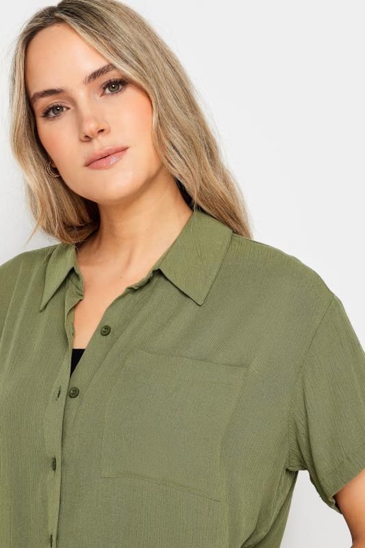 LTS Tall Womens Olive Green Textured Shirt | Long Tall Sallly 4