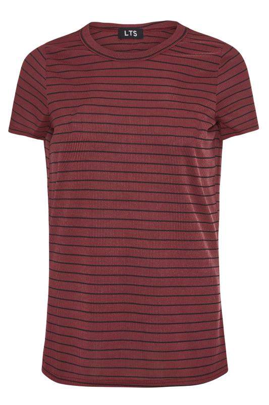 LTS Tall Burgundy Red Stripe Rib T-Shirt 6