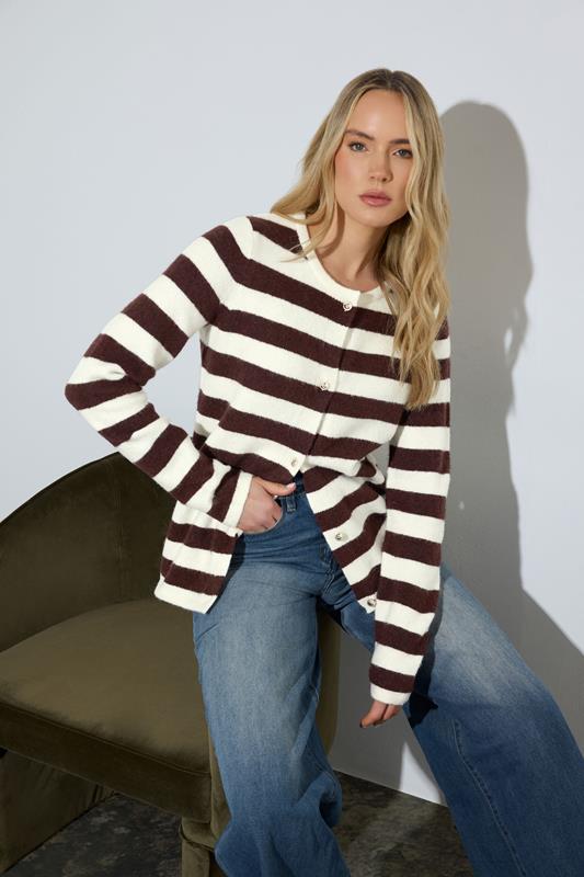  LTS Tall chaqueta de punto de rayas marrón chocolate