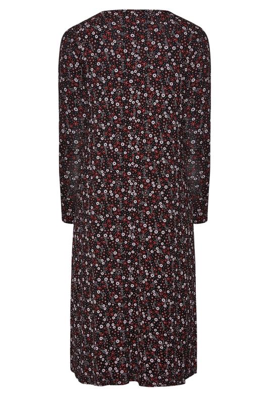 LIMITED COLLECTION Plus Size Black Ditsy Print Keyhole Tie Neck Midaxi Dress | Yours Clothing 7