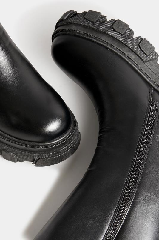PixieGirl Black Chunky Cleated Chelsea Boots In Standard D Fit | PixieGirl 6
