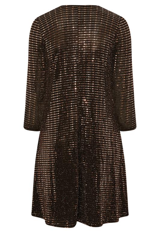 YOURS LONDON Plus Size Black & Gold Metallic Swing Dress | Yours Clothing 7