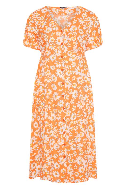 LIMITED COLLECTION Plus Size Orange Daisy Tea Dress | Yours Clothing 6