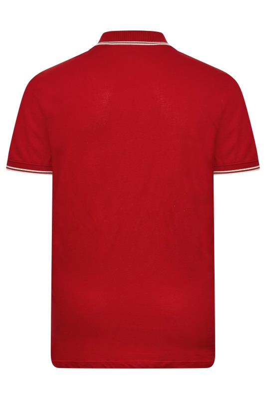 BadRhino Big & Tall Red Essential Tipped Polo Shirt 2