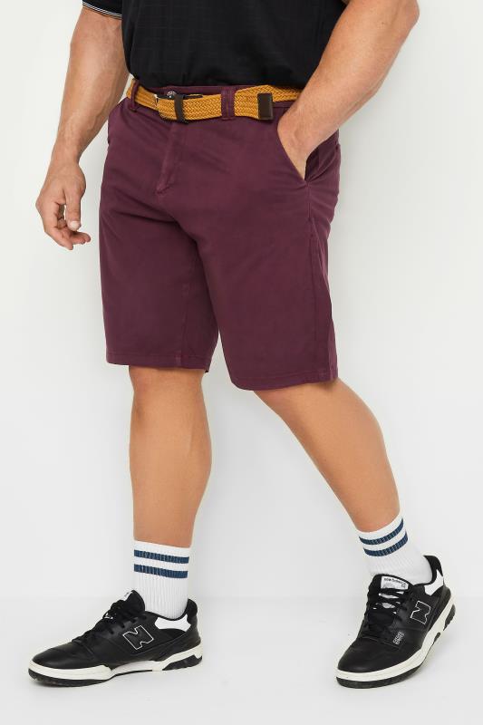  Tallas Grandes KAM Big & Tall Burgundy Red Belted Chino Shorts