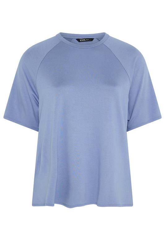YOURS Plus Size Blue Soft Touch Raglan T-Shirt | Yours Clothing 5