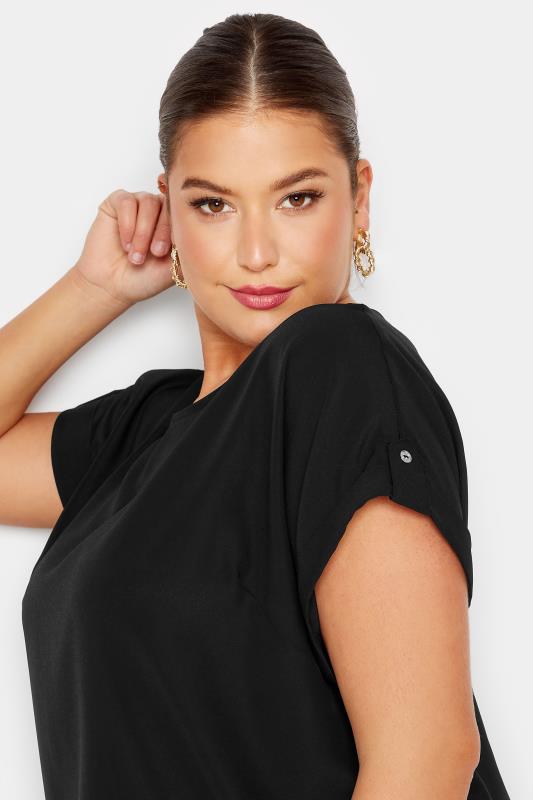 YOURS Plus Size Black Tab Short Sleeve Blouse | Yours Clothing 4