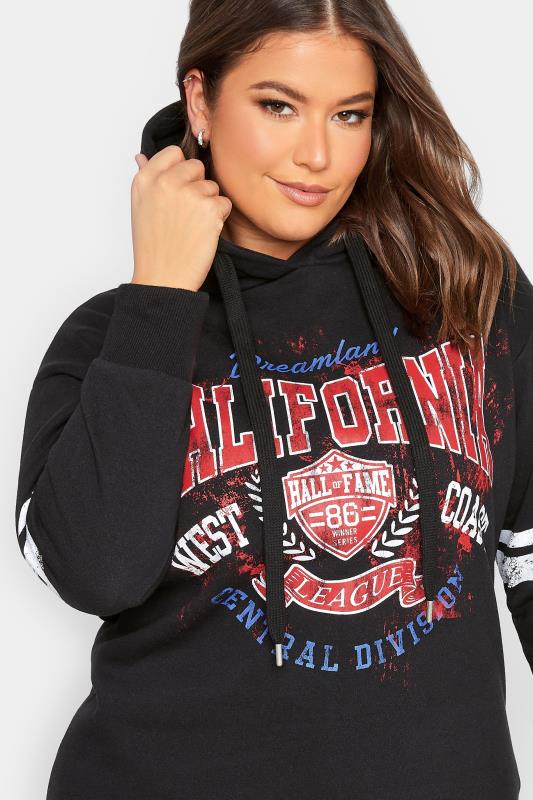 YOURS Plus Size Black 'California' Printed Hoodie | Yours Clothing 4