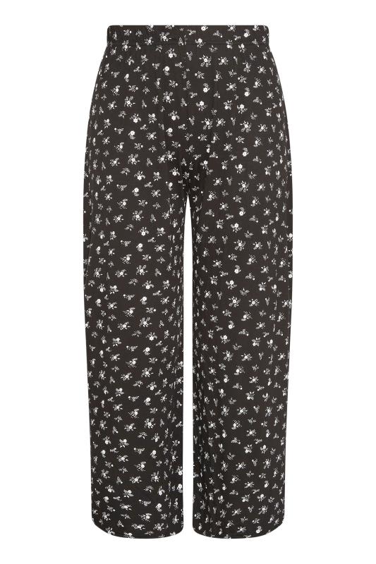 Plus Size Black Ditsy Floral Wide Leg Trousers | Yours Clothing 4