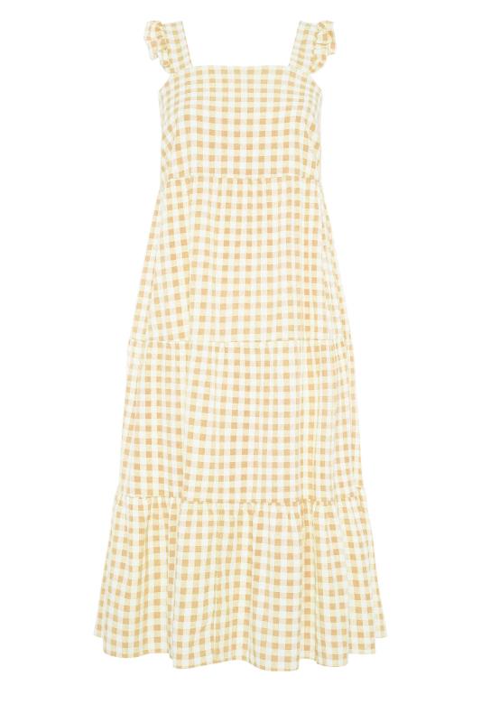 YOURS LONDON Curve Yellow Gingham Frill Dress_f.jpg