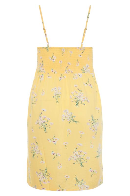 Curve Yellow Floral Button Front Cami Dress_BK.jpg