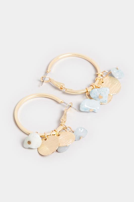 Gold Tone Stone Hoop Earrings | Yours Clothing 3
