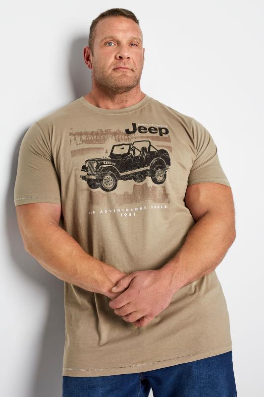 Großen Größen  D555 Taupe Official Jeep Print T-Shirt