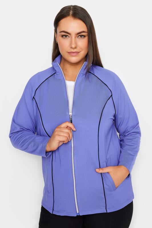 Plus Size  Ave Leisure Purple Zip Through Active Jacket