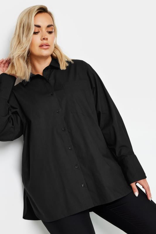 Plus Size  YOURS Curve Black Oversized Cotton Shirt