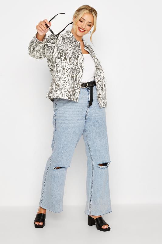 LIMITED COLLECTION Plus Size Grey Snake Print Denim Jacket | Yours Clothing  2