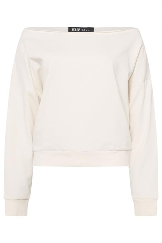 YOURS Plus Size Ivory White Off Shoulder Sweatshirt | Yours Clothing 5