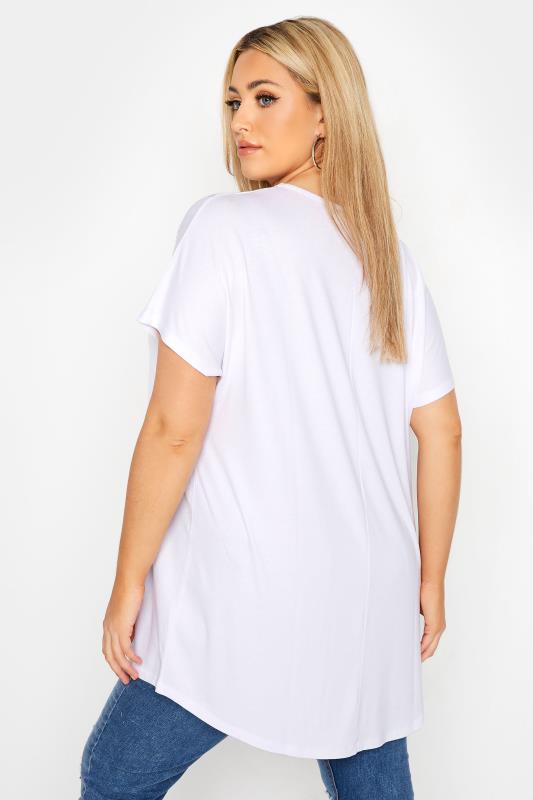 Plus Size White Butterfly Print Grown On Sleeve T-Shirt | Yours Clothing 3