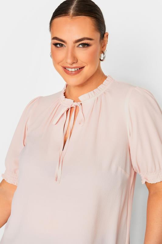 YOURS Plus Size Pink Tie Neck Blouse | Yours Clothing 4