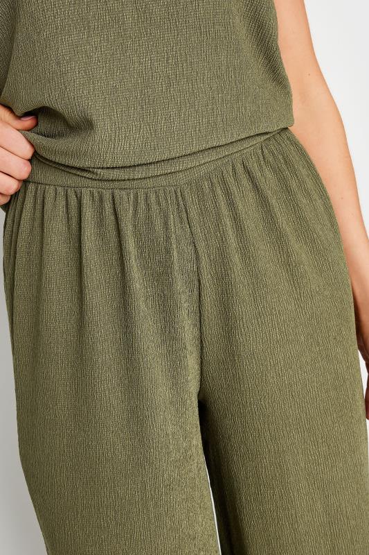 LTS Tall Women's Khaki Green Textured Wide Leg Trousers | Long Tall Sally  5