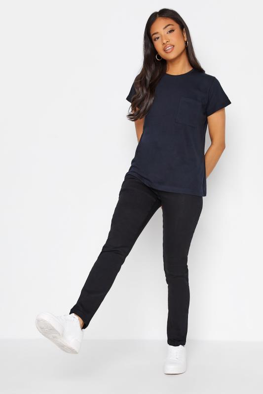 Petite Navy Blue Short Sleeve Pocket T-Shirt | PixieGirl  2