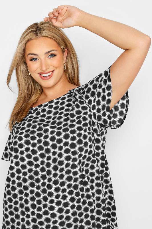 Plus Size Black Spot Print Frill Shoulder Top | Yours Clothing 4