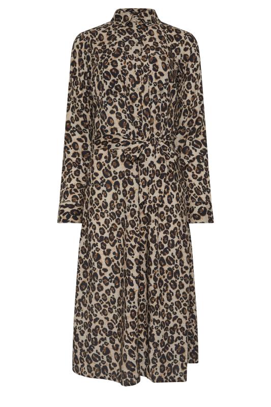 LTS Tall Women's Brown Leopard Print Midi Shirt Dress | Long Tall Sally 6