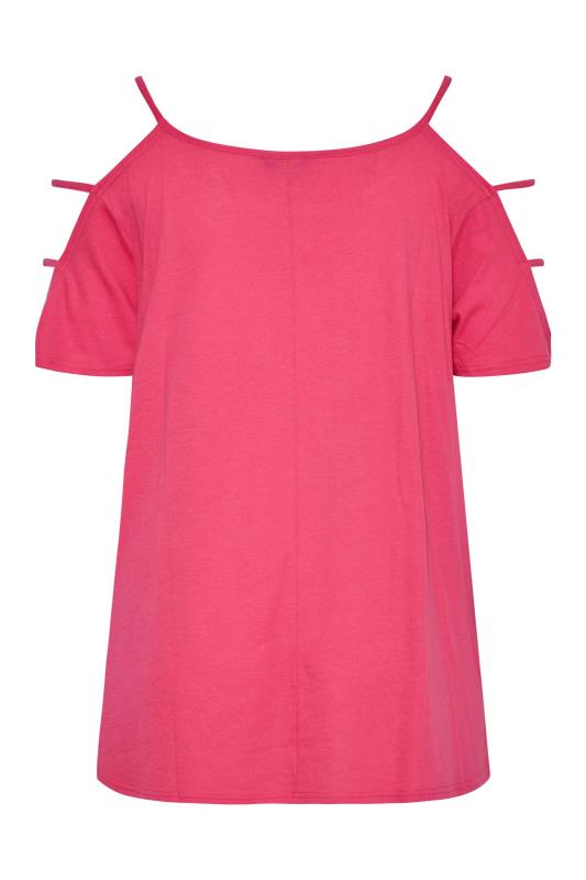 Plus Size Pink Strappy Cold Shoulder Top | Yours Clothing 7