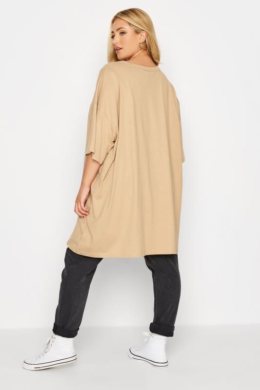 Curve Beige Brown Oversized Tunic T-Shirt 3