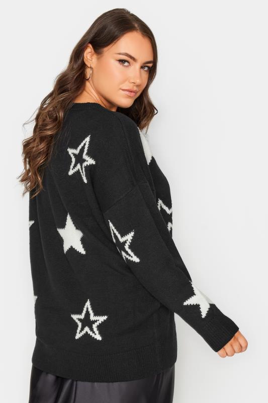 YOURS Plus Size Black Star Print Knitted Jumper | Yours Clothing 4