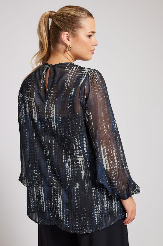 YOURS LONDON Plus Size Navy Blue Snake Print Mesh Blouse | Yours Clothing  4