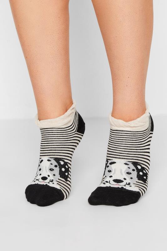 4 PACK Black Dog Print Trainer Liner Socks | Yours Clothing 2