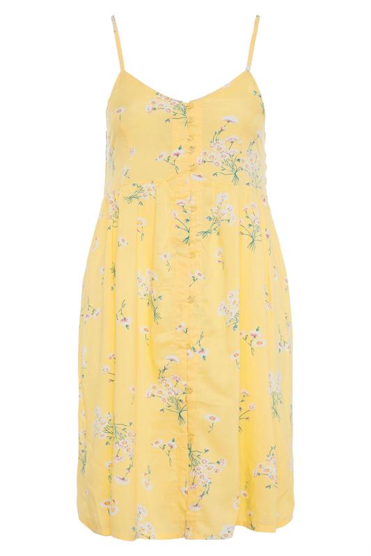 Curve Yellow Floral Button Front Cami Dress_F.jpg