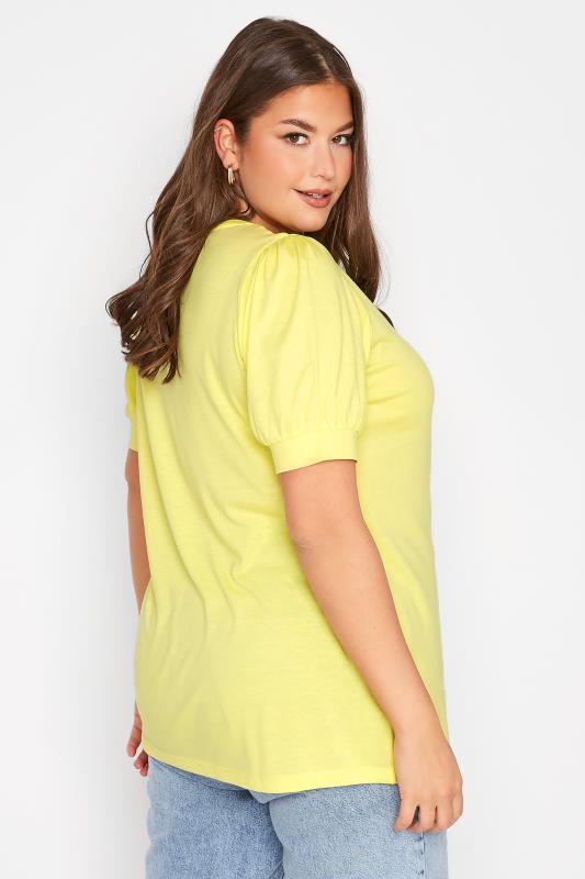 Curve Yellow Puff Sleeve T-Shirt 3
