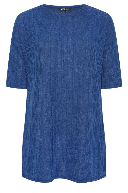 YOURS Plus Size Blue Textured Oversized Top | Yours Clothing 5