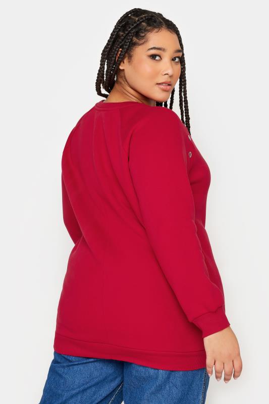 YOURS Curve Red Eyelet Detail Sweatshirt | Yours Clothing 3