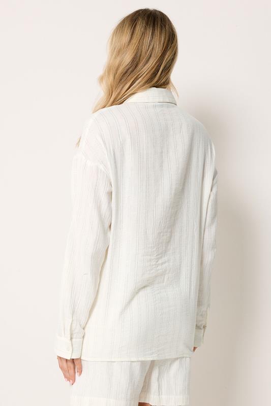 LTS Tall Women's Cream Metallic Relaxed Shirt | Long Tall Sally 4